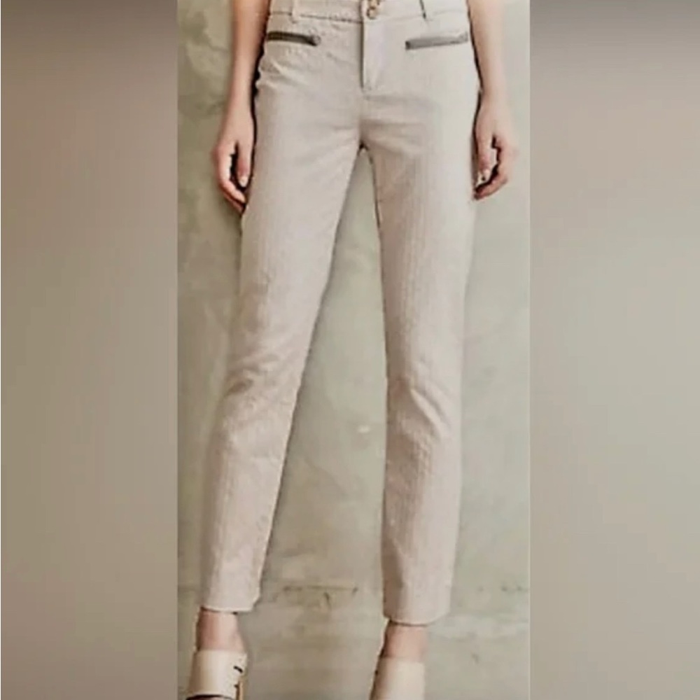 Cartonnier By Anthropologie Charlie Ankle Trauser Pants Textured Cotton Size 10